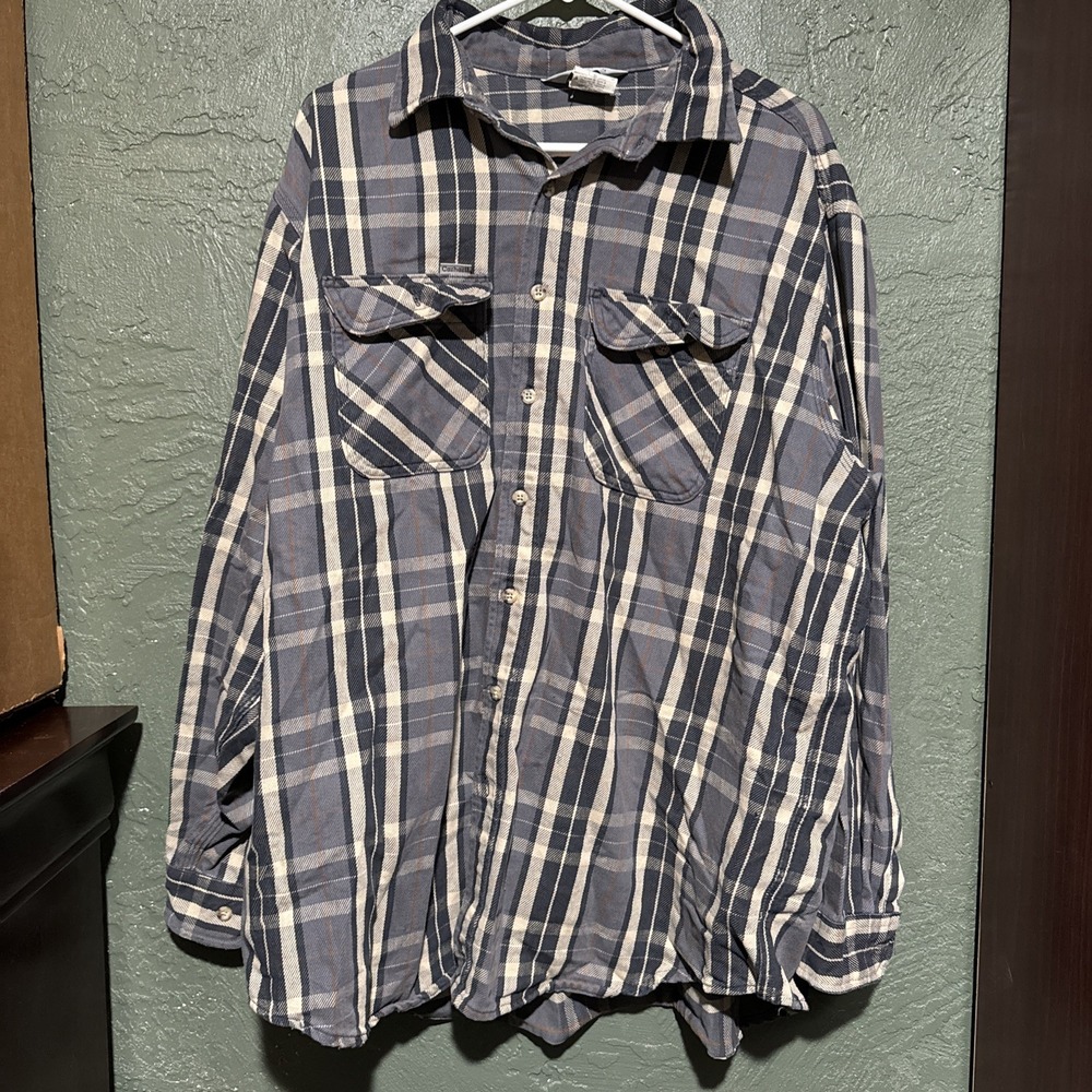 VTG Carhartt 90s Workwear Plaid Flannel Button Mens 2XL Grunge distressed